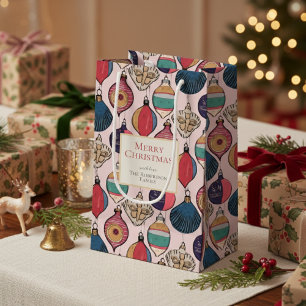 Vintage Blush Pink and Gold Xmas Ornaments Small Gift Bag