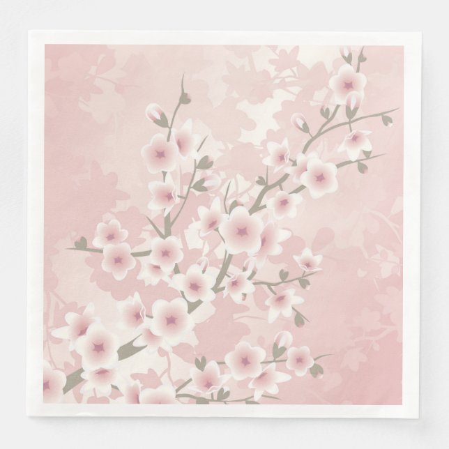 Vintage Blush PInk Cherry Blossom Napkin (Front)