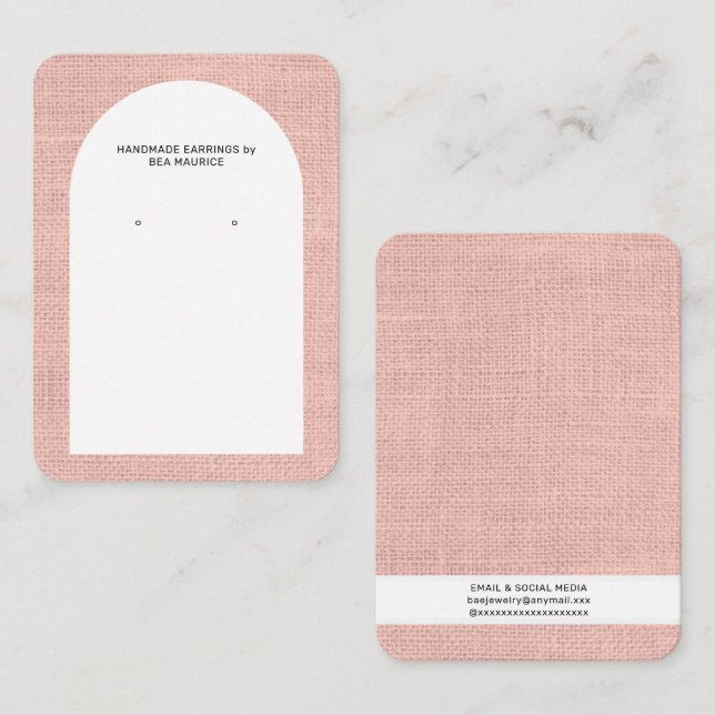 Vintage Blush Pink Earring Display Holder Card (Front/Back)
