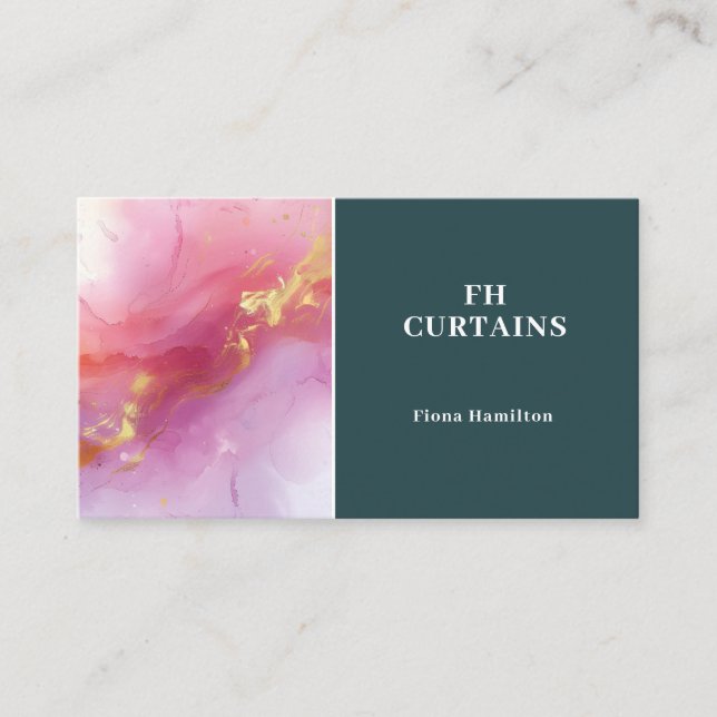 Vintage Blush Pink floral Blue Business Card (Front)