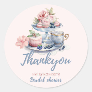 Vintage blush pink floral Bridal tea party  Classic Round Sticker