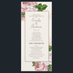 Vintage Blush Pink Floral Cream Wedding Program Programme<br><div class="desc">Elegant and vintage blush pink watercolor floral and cream wedding program with a script font for the bride's and groom's names.  Contact us for help with customisation or matching products.</div>