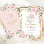 Vintage Blush Pink Floral Tea Party Birthday Party Invitation<br><div class="desc">Personalise this soft blush pink floral tea party birthday party invitation easily and quickly. Simply click the customise it further button to edit the texts, change fonts and fonts colours. Featuring pastel blush pink flowers, delicate greenery adorned teapot and tea cup and a vintage antique frame. Great for ANY AGE!...</div>