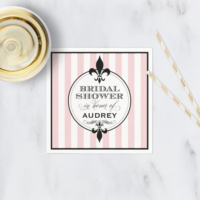 Vintage Blush Pink French Bridal Shower Napkin (Creator Uploaded)