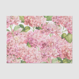 Vintage Blush Pink Hydrangea Floral Pattern Tissue Paper