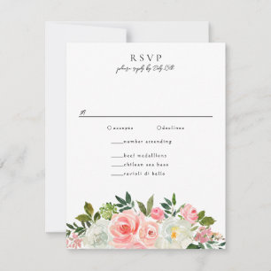 Vintage Blush Pink & Ivory Rose Garland RSVP Card