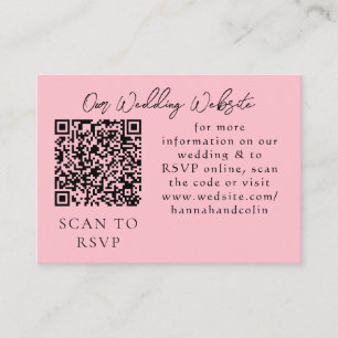 Vintage Blush Pink & Ivory Rose Garland Web QR Enclosure Card