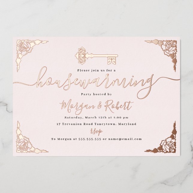 Vintage Blush Pink Key Housewarming Party  (Front)