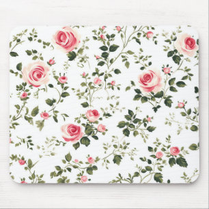 Vintage blush pink roses mouse pad