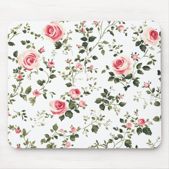 Vintage blush pink roses mouse pad (Front)