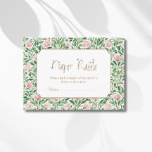 Vintage Blush Pink Wild Roses Gold Diaper Raffle