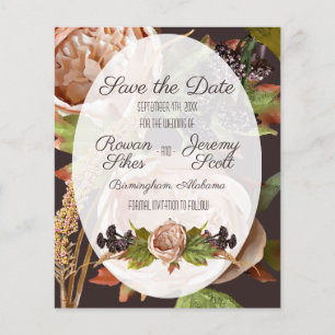 Vintage Blush & Plum Floral Budget Save the Date F Flyer