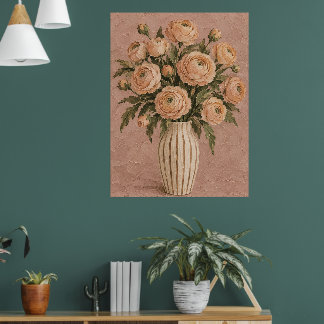 Vintage Blush Rose Bouquet Wall Art | Romantic