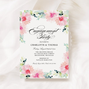 Vintage Blush Spring Floral Watercolor Wedding Invitation