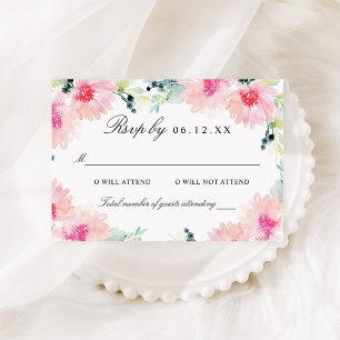 Vintage Blush Spring Floral Watercolor Wedding RSVP Card