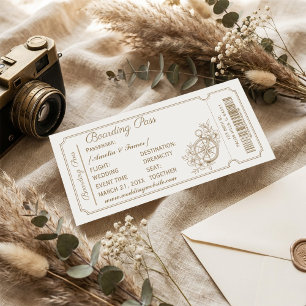 Vintage Boarding Pass Wedding Invitation Elegant