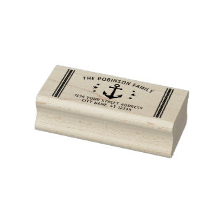 Vintage Boat Anchor Stars Family Name Address Rubber Stamp