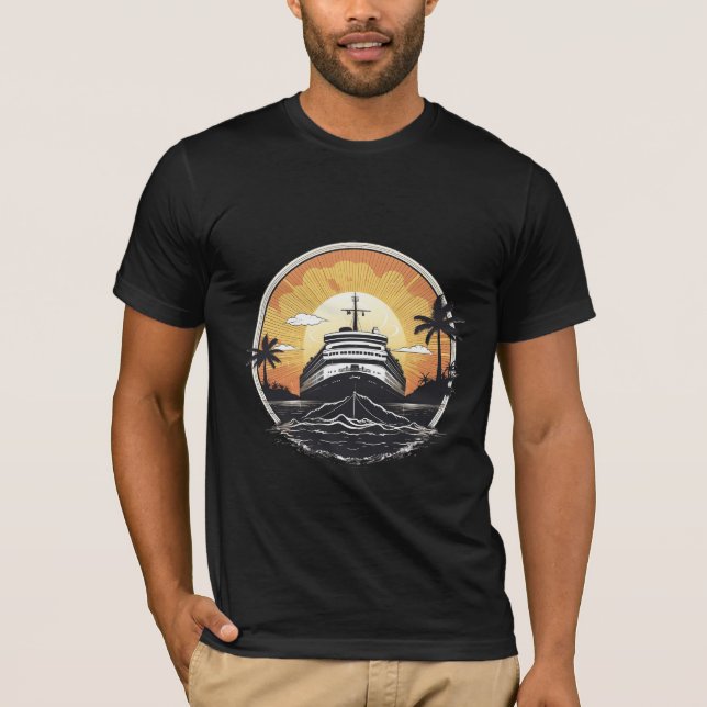 Vintage Boat at Sunset T-shirt (Front)