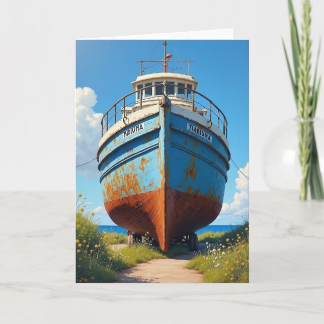 Vintage Boat Fathers Day Card (Front)