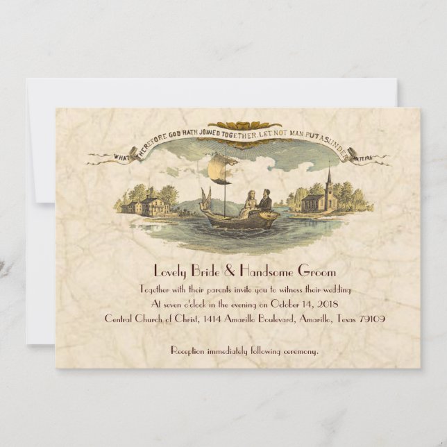Vintage Boat Lovers Wedding Invitation--Discount Invitation (Front)