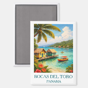 Vintage Bocas del Toro Panama Travel Tropical Magnet