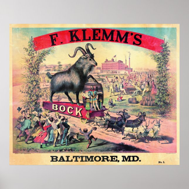 Vintage Bock Beer Ad 1890 Poster (Front)