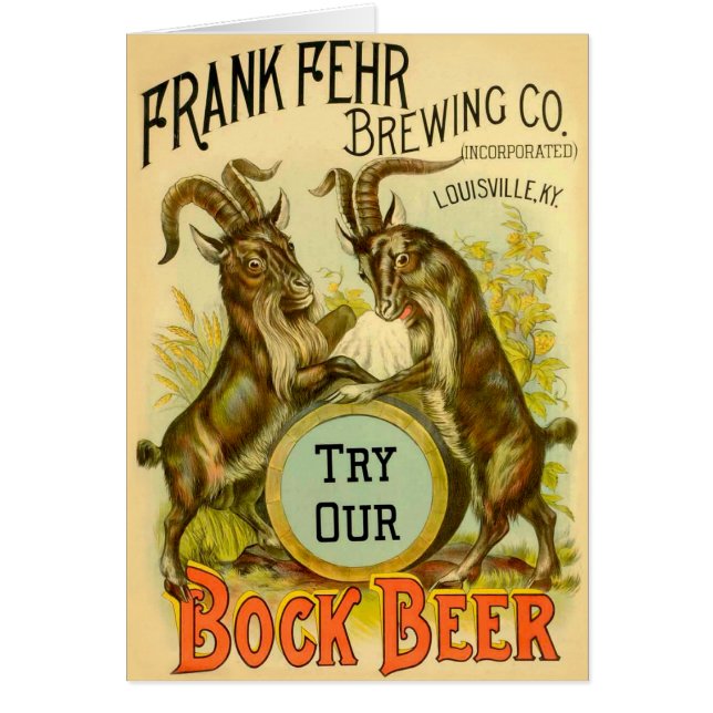 Vintage Bock Beer Poster: Antique Goat Saloon Bar  (Front)
