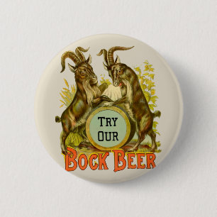 Vintage Bock Beer Poster: Antique Goat Saloon Bar 6 Cm Round Badge