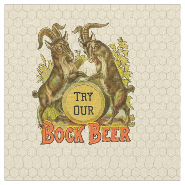 Vintage Bock Beer Poster: Antique Goat Saloon Bar  Fabric (Close Up)