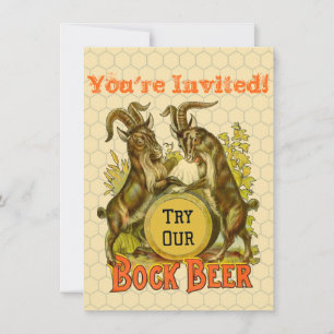 Vintage Bock Beer Poster: Antique Goat Saloon Bar Invitation