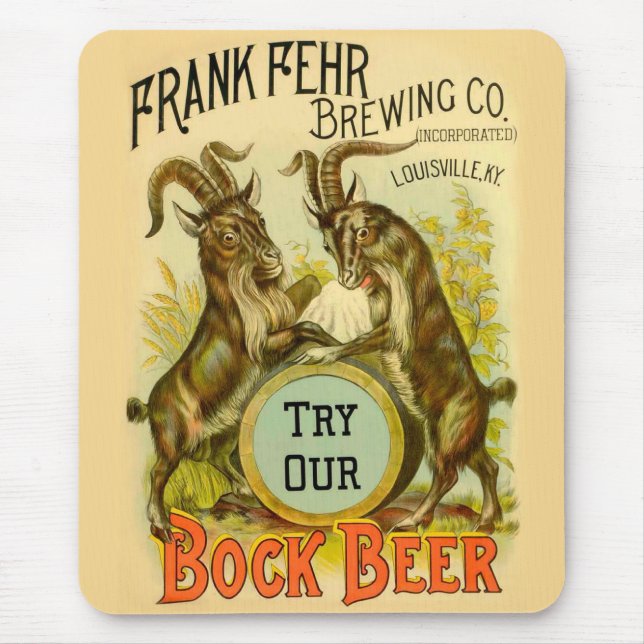 Vintage Bock Beer Poster: Antique Goat Saloon Bar  Mouse Pad (Front)