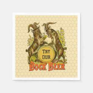 Vintage Bock Beer Poster: Antique Goat Saloon Bar Napkin