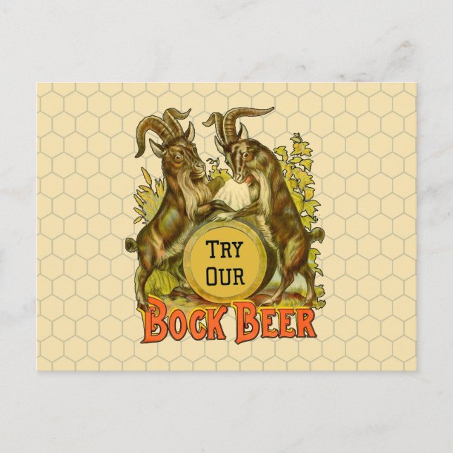 Vintage Bock Beer Poster: Antique Goat Saloon Bar  Postcard (Front)