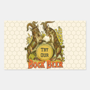 Vintage Bock Beer Poster: Antique Goat Saloon Bar  Rectangular Sticker
