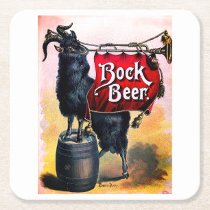 Vintage Bock Beer Poster Square Paper Coaster