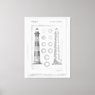 Vintage Bodie Island Lighthouse Diagram Canvas Print