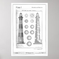 Vintage Bodie Island Lighthouse Diagram