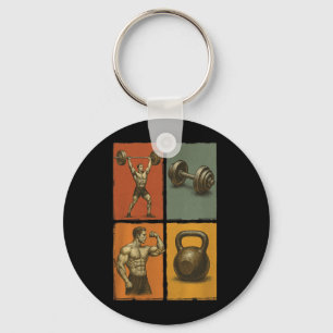 Vintage Bodybuilding Gym Workout Dumbbell Key Ring