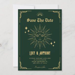 Vintage Bohemian art mystical sun Save The Date