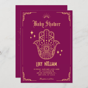 Vintage Bohemian art symbols baby shower Invitation