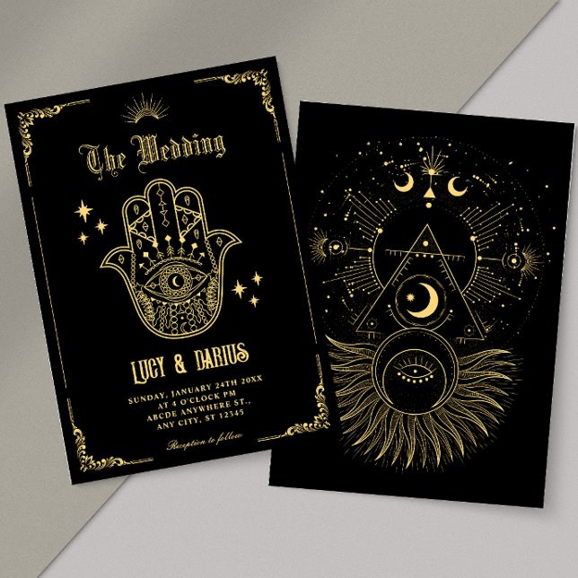 Vintage Bohemian art symbols wedding Invitation (Creator Uploaded)