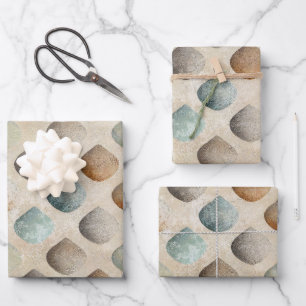 Vintage Bohemian Diamond Drop Patterned Wrapping Paper Sheet