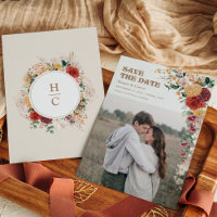Vintage Bohemian Flowers Photo Save the Date