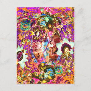 Vintage Bohemian Goddess Neon Postcard