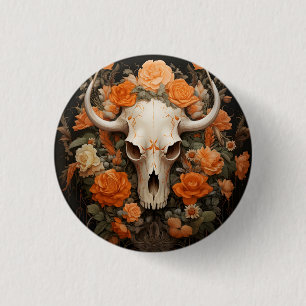 Vintage Bohemian Sugar Skull Bloom 3 Cm Round Badge