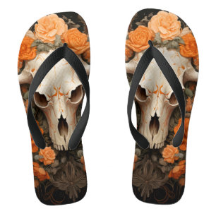 Vintage Bohemian Sugar Skull Bloom Jandals