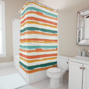 Vintage Bohemian Watercolor Striped (1) Shower Curtain
