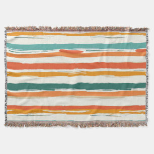 Vintage Bohemian Watercolor Striped (1) Throw Blanket