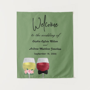 Vintage Bohemian Welcome Party Couple Wine Wedding Tapestry