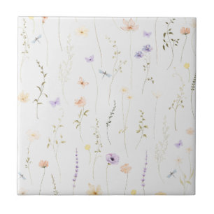 Vintage Bohemian Wildflower Botanical Tile